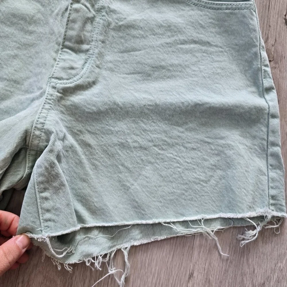 universal thread | pastel mint green monochrome cut-off denim shorts | WMS 6